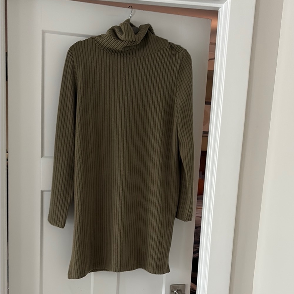 CLARA SUNWOO Green Cowl Turtleneck Sweater